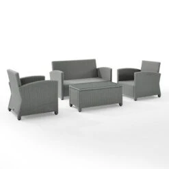 Crosley - Bradenton 4-Piece Outdoor Wicker Conversation Set, Gray 20 Crosley - Bradenton 4-Piece Outdoor Wicker Conversation Set, Gray -Equipment Pools Bradenton 4 Piece Outdoor Wicker Conversation Set Gray 6