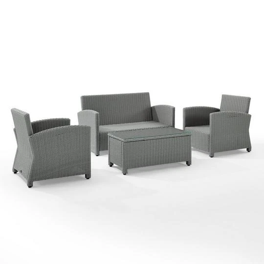 Crosley - Bradenton 4-Piece Outdoor Wicker Conversation Set, Gray 7 Crosley - Bradenton 4-Piece Outdoor Wicker Conversation Set, Gray - Image 7