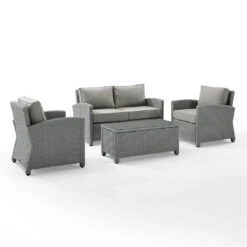 Crosley - Bradenton 4-Piece Outdoor Wicker Conversation Set, Gray 22 Crosley - Bradenton 4-Piece Outdoor Wicker Conversation Set, Gray -Equipment Pools Bradenton 4 Piece Outdoor Wicker Conversation Set Gray 8