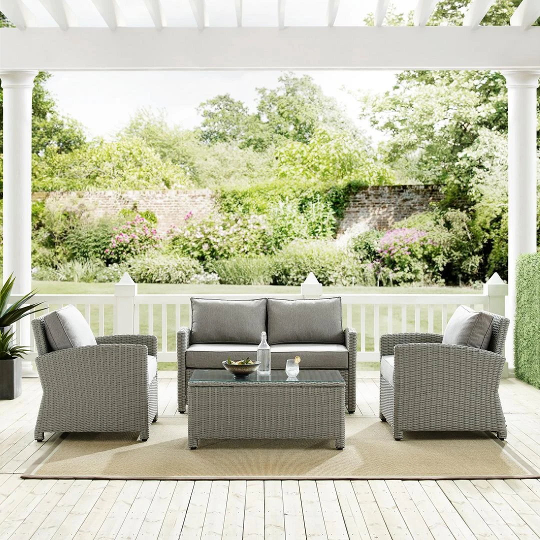 Crosley - Bradenton 4-Piece Outdoor Wicker Conversation Set, Gray 10 Crosley - Bradenton 4-Piece Outdoor Wicker Conversation Set, Gray - Image 10