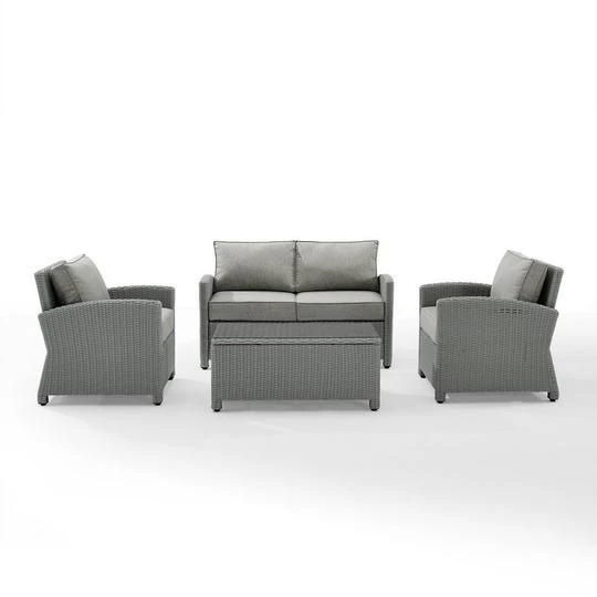 Crosley - Bradenton 4-Piece Outdoor Wicker Conversation Set, Gray 1 Crosley - Bradenton 4-Piece Outdoor Wicker Conversation Set, Gray