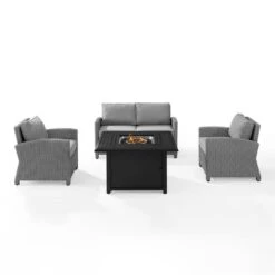 Bradenton 4-Piece Wicker Convers Set With Fire Table -Equipment Pools Bradenton 4 Piece Wicker Convers Set with Fire Table 10