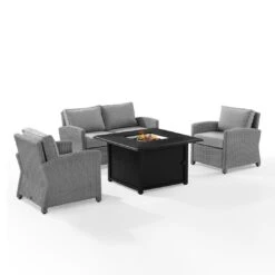 Bradenton 4-Piece Wicker Convers Set With Fire Table -Equipment Pools Bradenton 4 Piece Wicker Convers Set with Fire Table 11