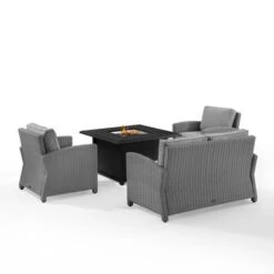 Bradenton 4-Piece Wicker Convers Set With Fire Table -Equipment Pools Bradenton 4 Piece Wicker Convers Set with Fire Table 6