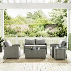 Crosley - Bradenton 5-Piece Outdoor Wicker Conversation Set, Gray -Equipment Pools Bradenton 5 Piece Outdoor Wicker Conversation Set Gray 10