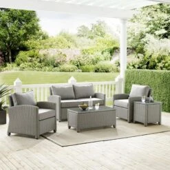 Crosley - Bradenton 5-Piece Outdoor Wicker Conversation Set, Gray -Equipment Pools Bradenton 5 Piece Outdoor Wicker Conversation Set Gray 2