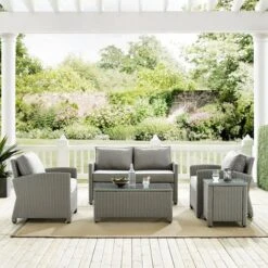 Crosley - Bradenton 5-Piece Outdoor Wicker Conversation Set, Gray -Equipment Pools Bradenton 5 Piece Outdoor Wicker Conversation Set Gray 3