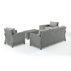 Crosley - Bradenton 5-Piece Outdoor Wicker Sofa Set, Gray -Equipment Pools Bradenton 5 Piece Outdoor Wicker Sofa Set Gray 11