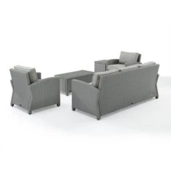 Crosley - Bradenton 5-Piece Outdoor Wicker Sofa Set, Gray -Equipment Pools Bradenton 5 Piece Outdoor Wicker Sofa Set Gray 4