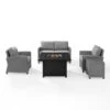 Crosley - Bradenton 5-Piece Wicker Sofa Set With Fire Table, Gray