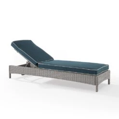 Crosley - Bradenton Outdoor Wicker Chaise Lounge, Navy -Equipment Pools Bradenton Outdoor Wicker Chaise Lounge Navy 5