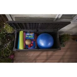 Keter - Brightwood 120 Gallon Deck Box, Brown -Equipment Pools Brightwood 120 Gallon Deck Box Brown 2