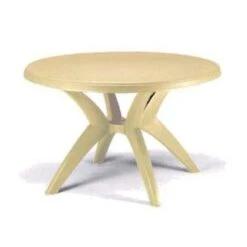GROSFILLEX - Ibiza 46-in. Round Resin Table - Sandstone -Equipment Pools Contract Grade Resin Outdoor Tables 3