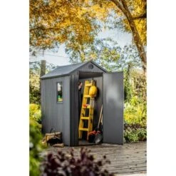 Keter - Darwin 4 X 6 Outdoor Shed, Grey -Equipment Pools Darwin 4 x 6 Outdoor Shed Grey 2