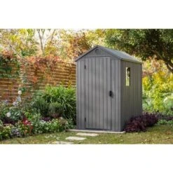 Keter - Darwin 4 X 6 Outdoor Shed, Grey -Equipment Pools Darwin 4 x 6 Outdoor Shed Grey 3