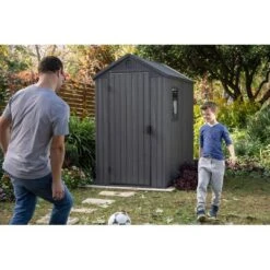 Keter - Darwin 4 X 6 Outdoor Shed, Grey -Equipment Pools Darwin 4 x 6 Outdoor Shed Grey 5