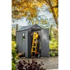 Keter - Darwin 4 X 6 Outdoor Shed, Grey -Equipment Pools Darwin 4 x 6 Outdoor Shed Grey 6