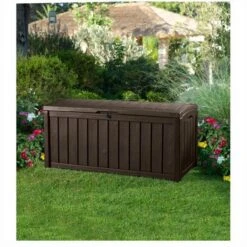 Keter - Glenwood 101 Gallon Deck Box, Brown -Equipment Pools Glenwood 101 Gallon Deck Box Brown 4