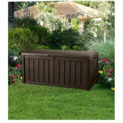 Keter - Glenwood 101 Gallon Deck Box, Brown -Equipment Pools Glenwood 101 Gallon Deck Box Brown 9