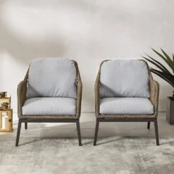 Crosley - Haven 2-Piece Outdoor Wicker Armchair Set -Equipment Pools Haven 2 Piece Outdoor Wicker Armchair Set 11