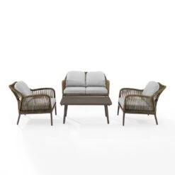 Crosley - Haven 4-Piece Outdoor Wicker Conversation Set -Equipment Pools Haven 4 Piece Outdoor Wicker Conversation Set 11