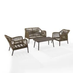 Crosley - Haven 4-Piece Outdoor Wicker Conversation Set -Equipment Pools Haven 4 Piece Outdoor Wicker Conversation Set 13