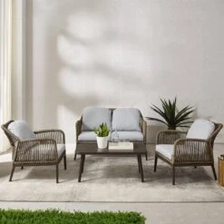 Crosley - Haven 4-Piece Outdoor Wicker Conversation Set -Equipment Pools Haven 4 Piece Outdoor Wicker Conversation Set 14