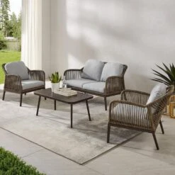Crosley - Haven 4-Piece Outdoor Wicker Conversation Set -Equipment Pools Haven 4 Piece Outdoor Wicker Conversation Set 15