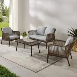 Crosley - Haven 4-Piece Outdoor Wicker Conversation Set -Equipment Pools Haven 4 Piece Outdoor Wicker Conversation Set 5