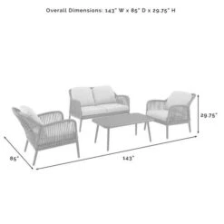 Crosley - Haven 4-Piece Outdoor Wicker Conversation Set -Equipment Pools Haven 4 Piece Outdoor Wicker Conversation Set 9