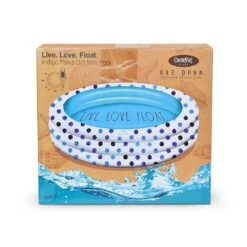 Rae Dunn - Indigo Polka Dot Inflatable Mini Pool - Live Love Float -Equipment Pools Indigo Polka Dot Inflatable Mini Pool Live Love Float 3