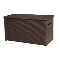 Keter - Java XXL 230 Gallon Resin Rattan-Style Outdoor Storage Deck Box, Brown -Equipment Pools Java XXL 230 Gallon Resin Rattan Style Outdoor Storage Deck Box Brown 5