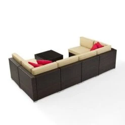 Crosley - KO70146-BR Sea Island 7-Piece Wicker Sectional Set 15 Crosley - KO70146-BR Sea Island 7-Piece Wicker Sectional Set -Equipment Pools KO70146 BR Sea Island 7 Piece Wicker Sectional Set 3