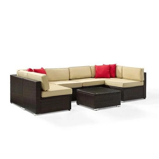 Crosley - KO70146-BR Sea Island 7-Piece Wicker Sectional Set 1 Crosley - KO70146-BR Sea Island 7-Piece Wicker Sectional Set