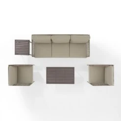 Crosley - KO70272LB-TE Cali Bay 5-Piece Taupe Wicker And Metal Sofa Set -Equipment Pools KO70272LB TE Cali Bay 5 Piece Taupe Wicker and Metal Sofa Set 14