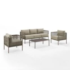 Crosley - KO70272LB-TE Cali Bay 5-Piece Taupe Wicker And Metal Sofa Set