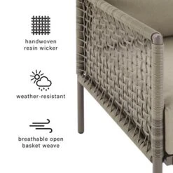 Crosley - KO70272LB-TE Cali Bay 5-Piece Taupe Wicker And Metal Sofa Set -Equipment Pools KO70272LB TE Cali Bay 5 Piece Taupe Wicker and Metal Sofa Set 5