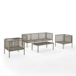 Crosley - KO70272LB-TE Cali Bay 5-Piece Taupe Wicker And Metal Sofa Set -Equipment Pools KO70272LB TE Cali Bay 5 Piece Taupe Wicker and Metal Sofa Set 6