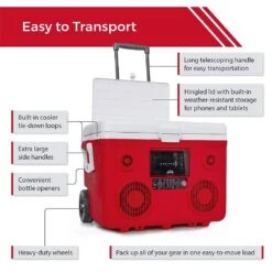 Sondpex - KoolMax 40 Quart Wheeled Cooler Bluetooth Audio And Charging Station - Red -Equipment Pools KoolMax 40 Quart Wheeled Cooler Bluetooth Audio and Charging Station Red 10