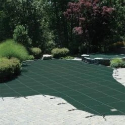 Meyco - Meyco Mesh Safety Cover 16x36 Ft Rectangle With 4x8 Center Step, Green 7 Meyco - Meyco Mesh Safety Cover 16x36 Ft Rectangle With 4x8 Center Step, Green -Equipment Pools Meyco Mesh Rectangle with 4 x 8 Center Step Safety Pool Cover Green 7
