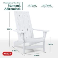 Keter - Montauk Adirondack Chair, White -Equipment Pools Montauk Adirondack Chair White 3