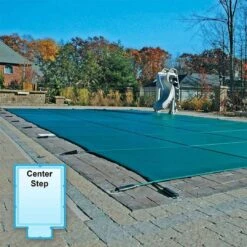GLI - Original Mesh 16' X 36' Rectangle Safety Cover With 4' X 8' Center End Step, Green -Equipment Pools Original Mesh 16 x 36 Rectangle Safety Cover with 4 x 8 Center End Step Green 8