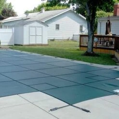 GLI - Mesh 20' X 40' Rectangle With 3' X 8' Center End Step Safety Cover, Green -Equipment Pools Original Mesh Safety Pool Cover 20x40 ft Rectangle with Center Step 10
