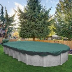 Midwest Canvas - Oval Winter Pool Cover, 12 Year Warranty, Green -Equipment Pools Oval Winter Pool Cover 12 Year Warranty Green 2