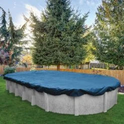 Midwest Canvas - 16' X 32' Oval Winter Pool Cover, 8 Year Warranty, Blue -Equipment Pools Oval Winter Pool Cover 8 Year Warranty Blue 12