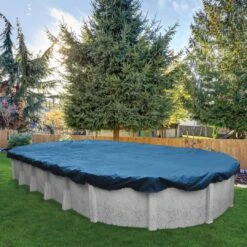 Midwest Canvas - Oval Winter Pool Cover, 8 Year Warranty, Blue -Equipment Pools Oval Winter Pool Cover 8 Year Warranty Blue 7