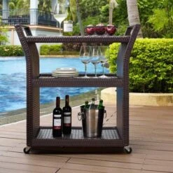 Palm Harbor Wicker Bar Cart -Equipment Pools Palm Harbor Wicker Bar Cart 2