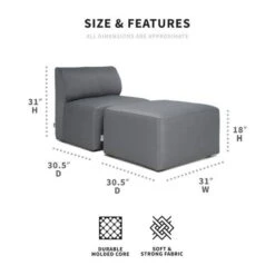 Big Joe - Patio 2-Piece Sectional Couch, Granite -Equipment Pools Patio 2 Piece Sectional Couch Granite 2