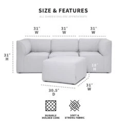 Big Joe - Patio 4-Piece Sectional Couch, Light Gray -Equipment Pools Patio 4 Piece Sectional Couch Light Gray 3