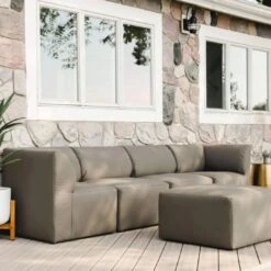 Big Joe - Patio 5-Piece Sectional Couch, Castor Gray -Equipment Pools Patio 5 Piece Sectional Couch Castor Gray 2
